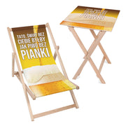 Set Liegestuhl und Tisch Bier ohne Schaum
