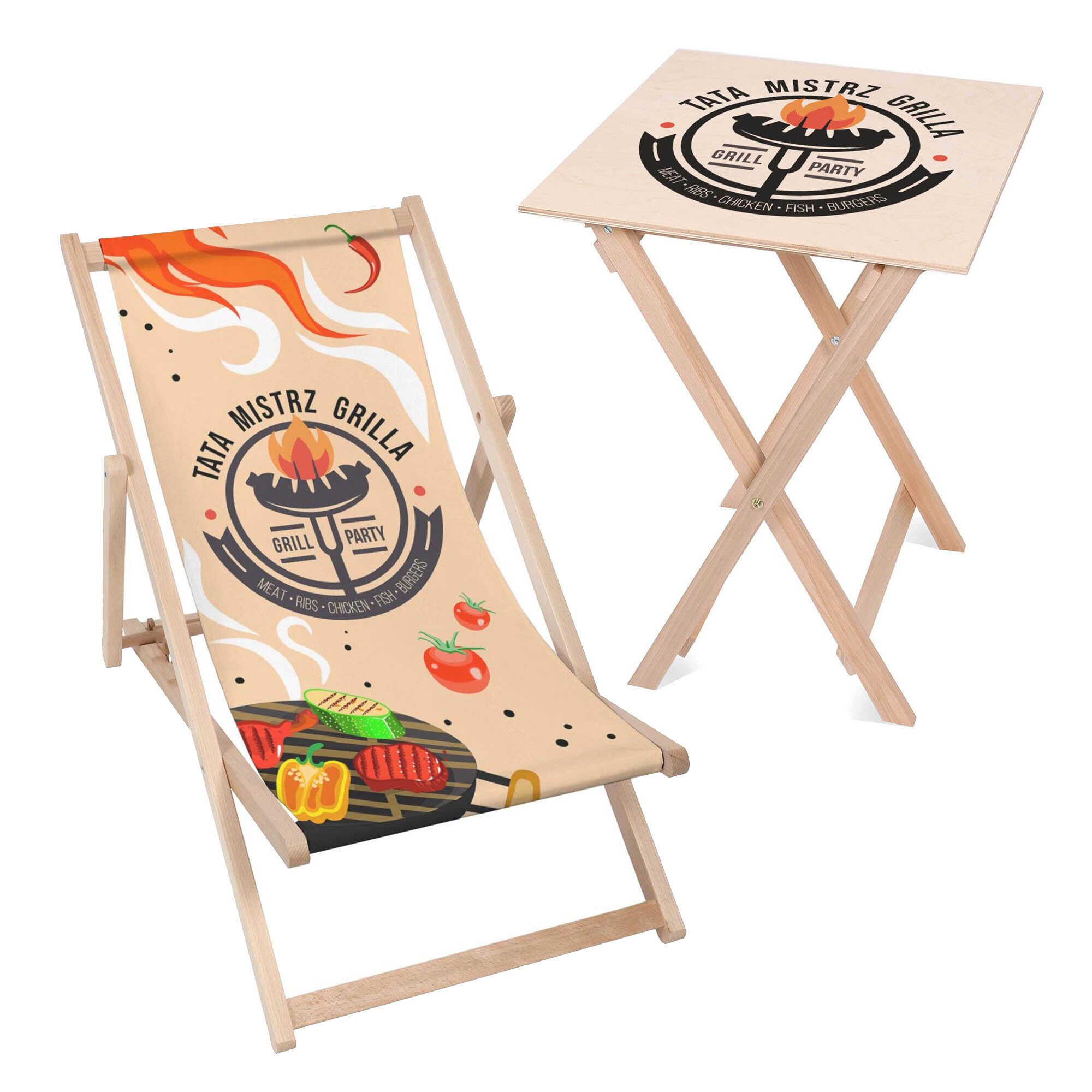 Set Liegestuhl und Tisch Papa Grillmeister