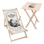 Deck Chair and Table Set Dad Purrs Sweetly
