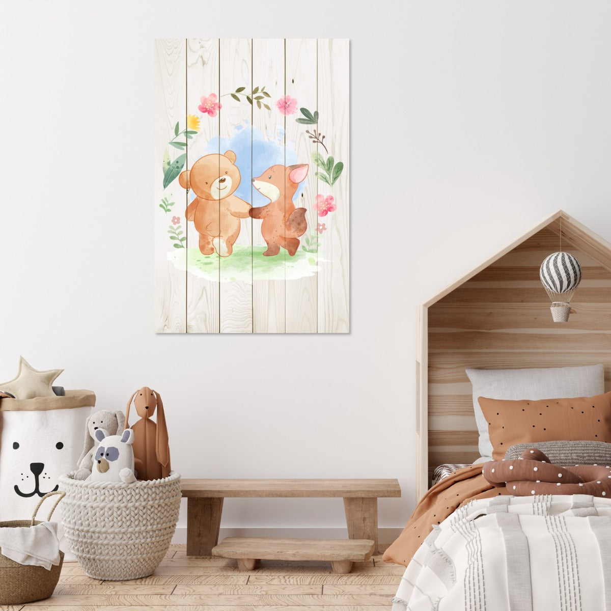 Bild Holz Tierfreunde in Blumen-20x30 cm