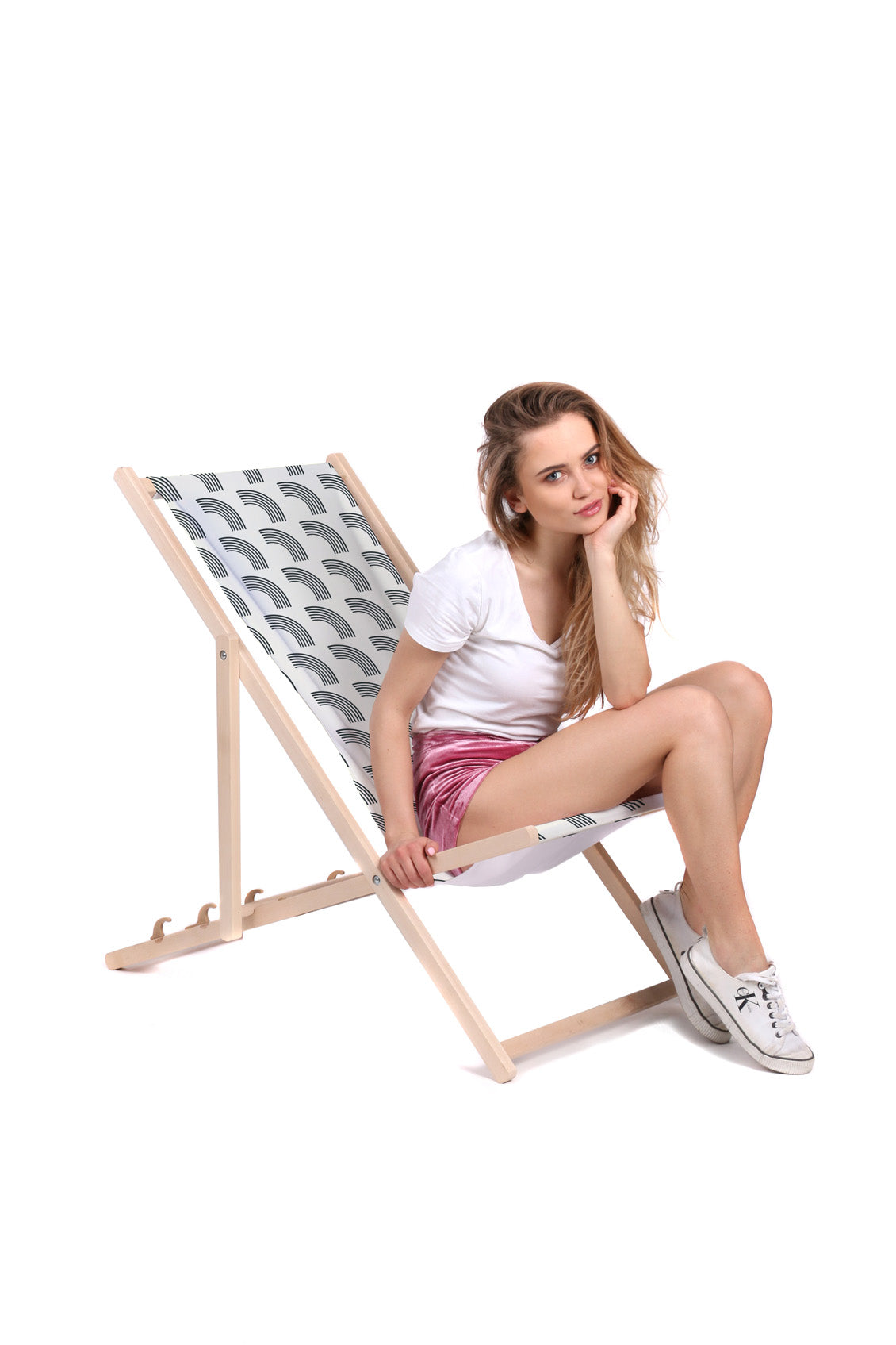 Wooden Deck Chair Artistic Abstract Rainbow