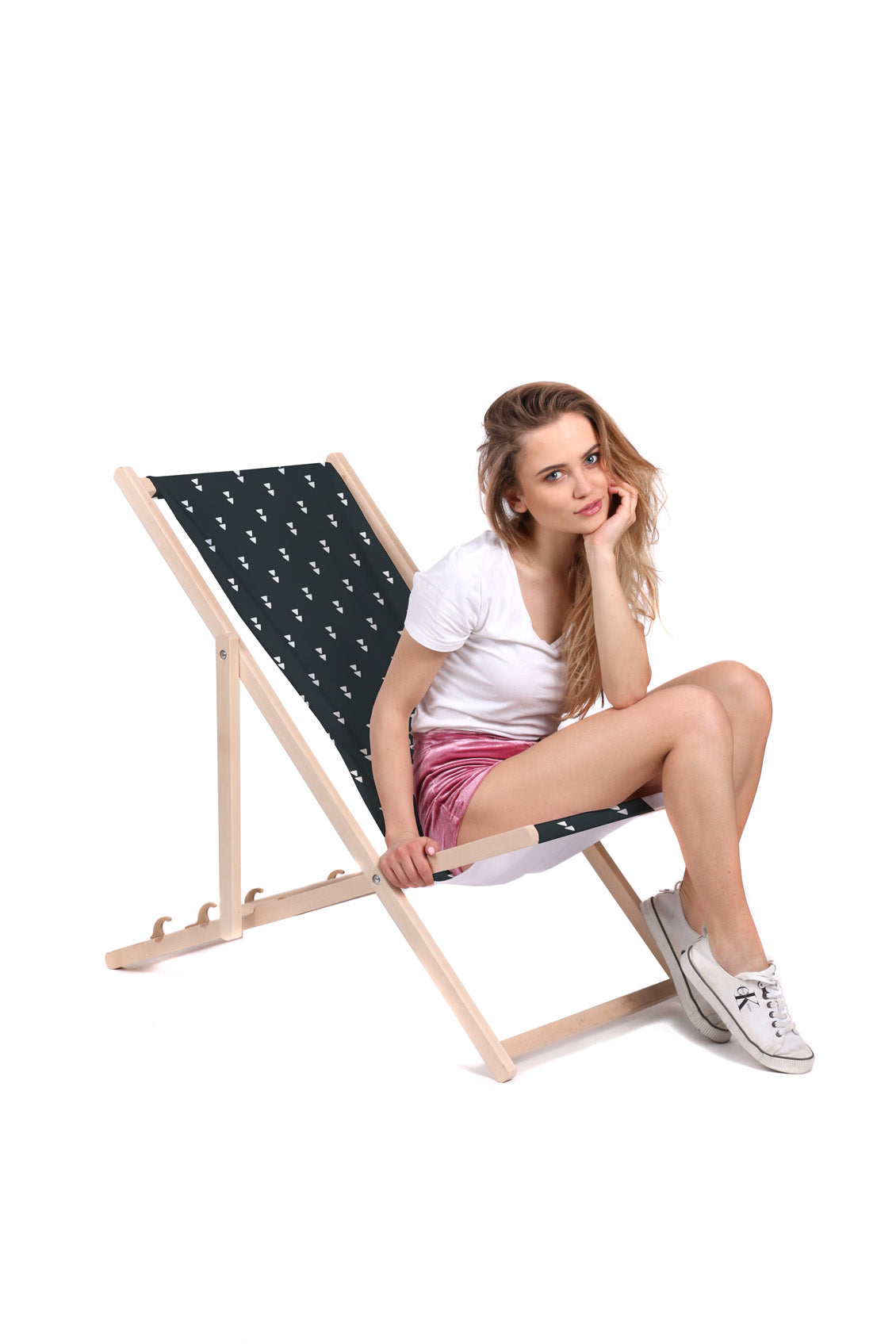 Wooden Deck Chair Artistic Abstract Triangles