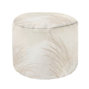 Round Pouf Footstool Beige Warm Pampas Grass
