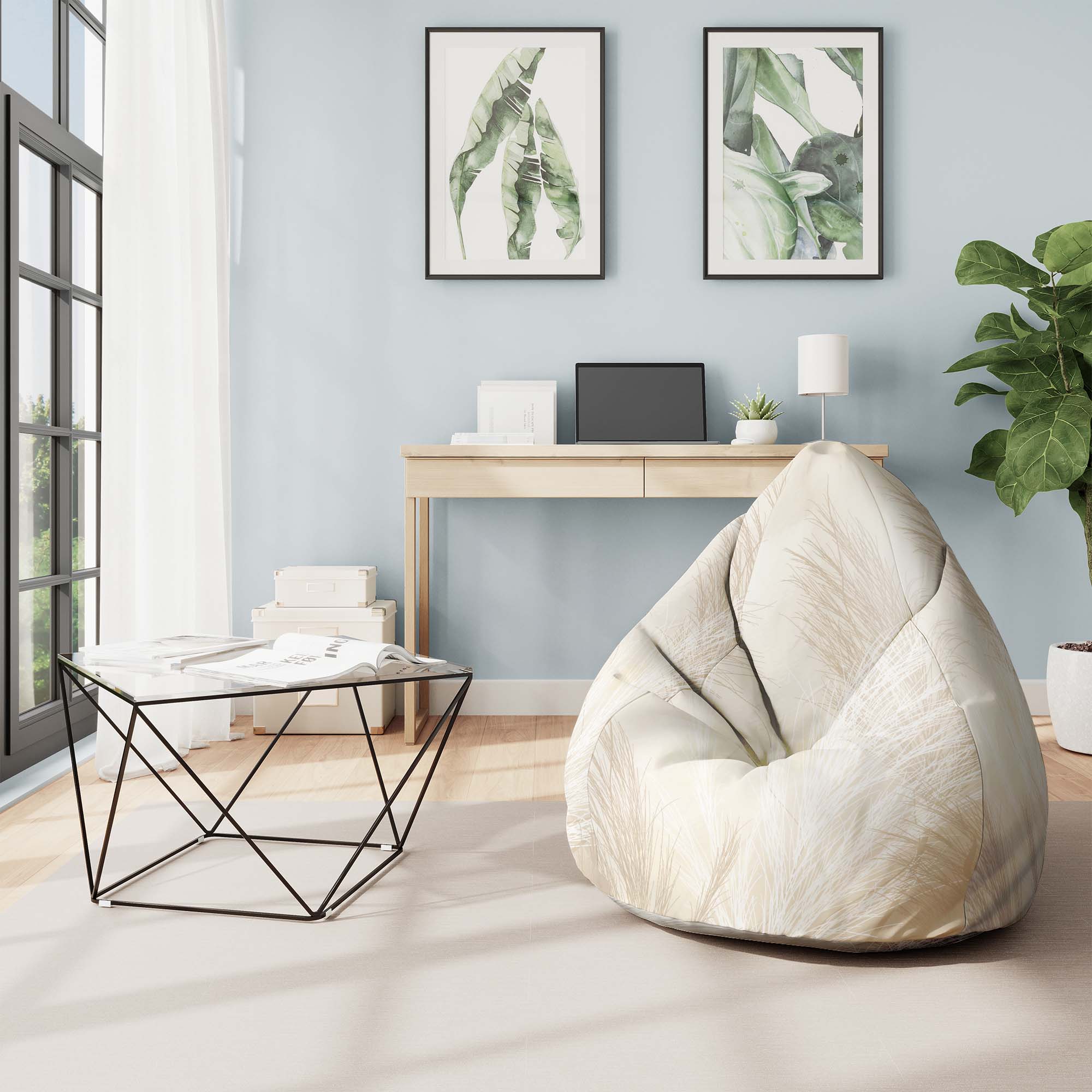Pearshape Pouf Beige Warm Pampas Grass