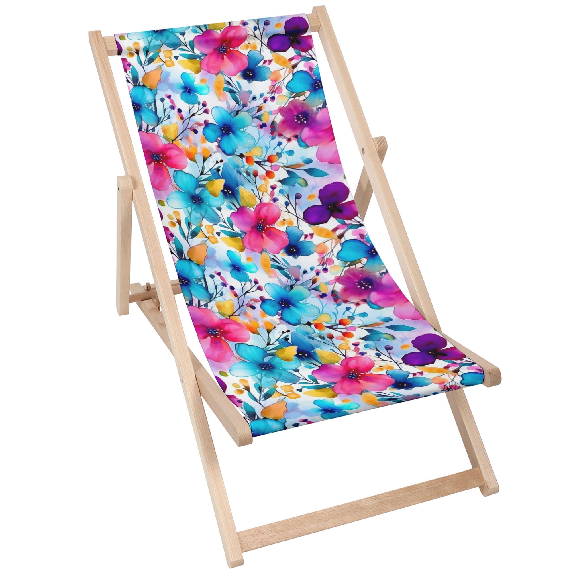 Wooden deck chair Big Flowers