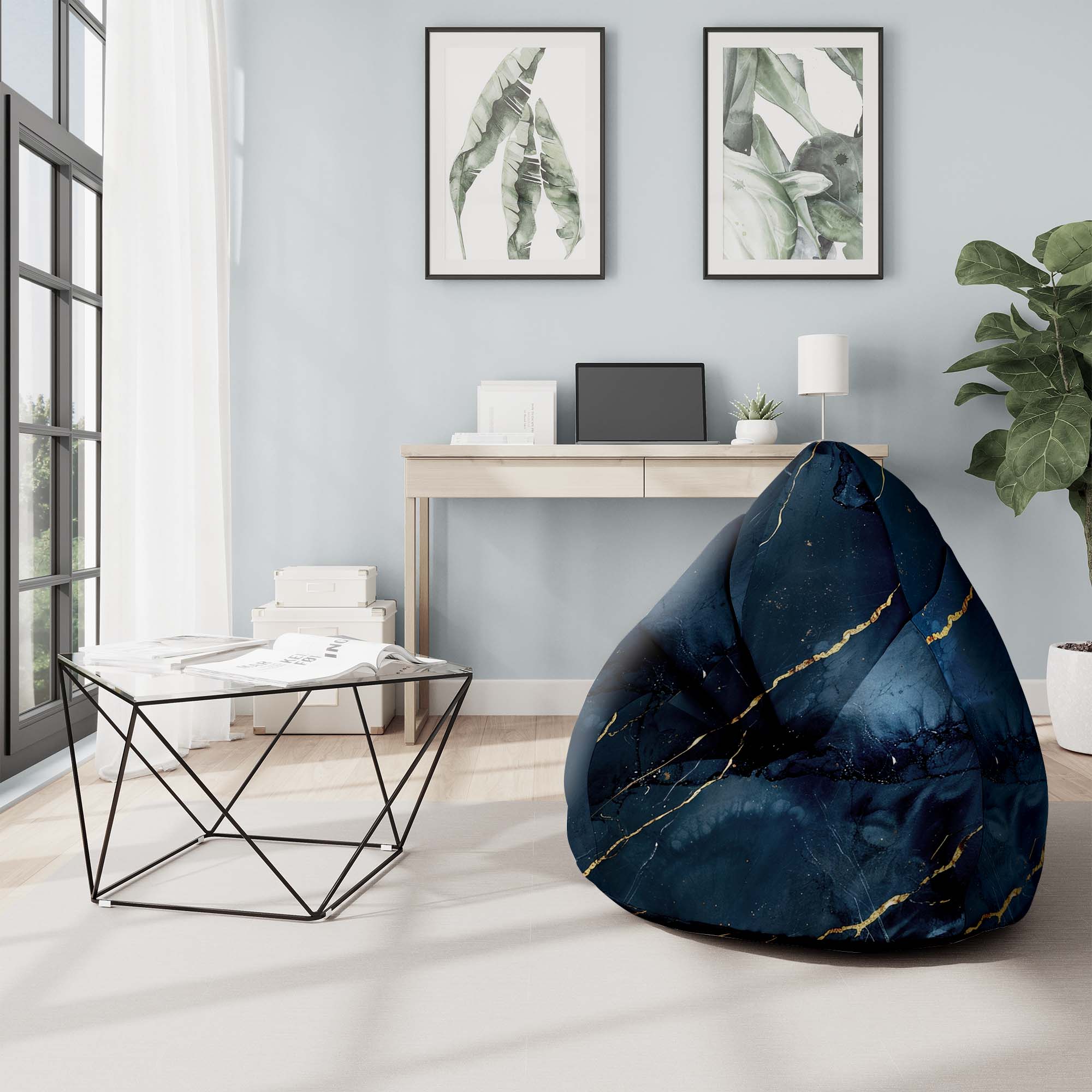 Pearshape Pouf Black Mystery-M-Oxford