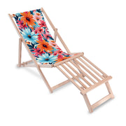 Wooden Deck Chair with Wooden Footrest Blossoms