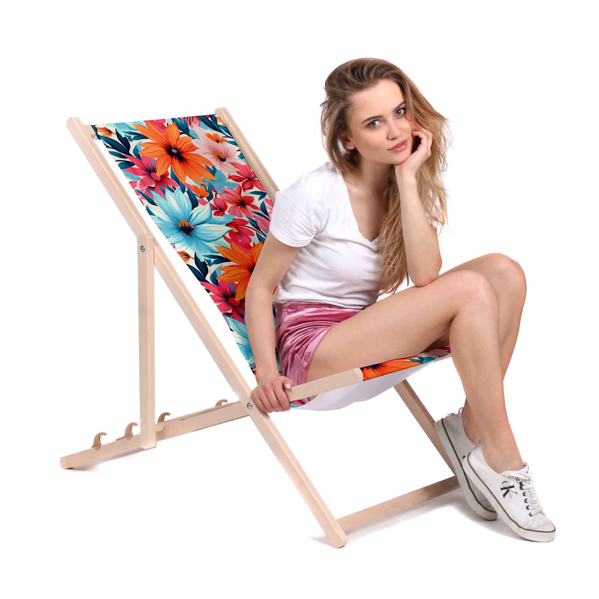 Wooden deck chair Blossoms-M