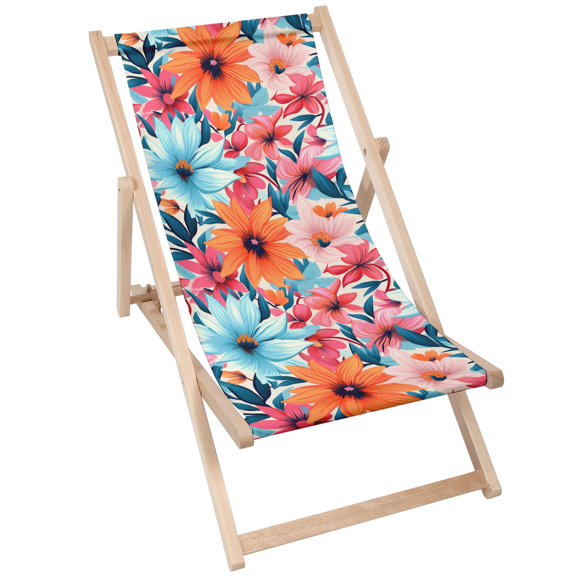 Wooden deck chair Blossoms-S