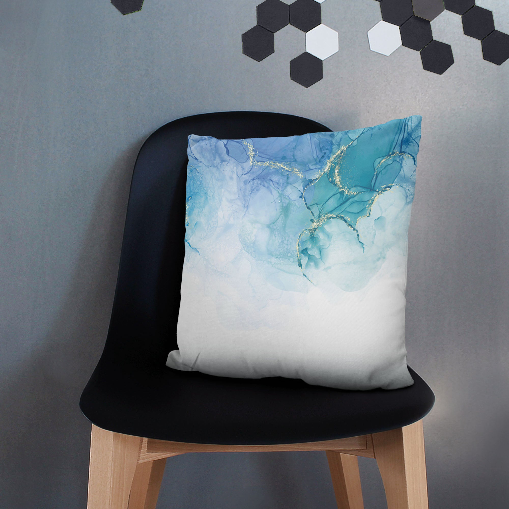 Blue Marble Velvet Pillow