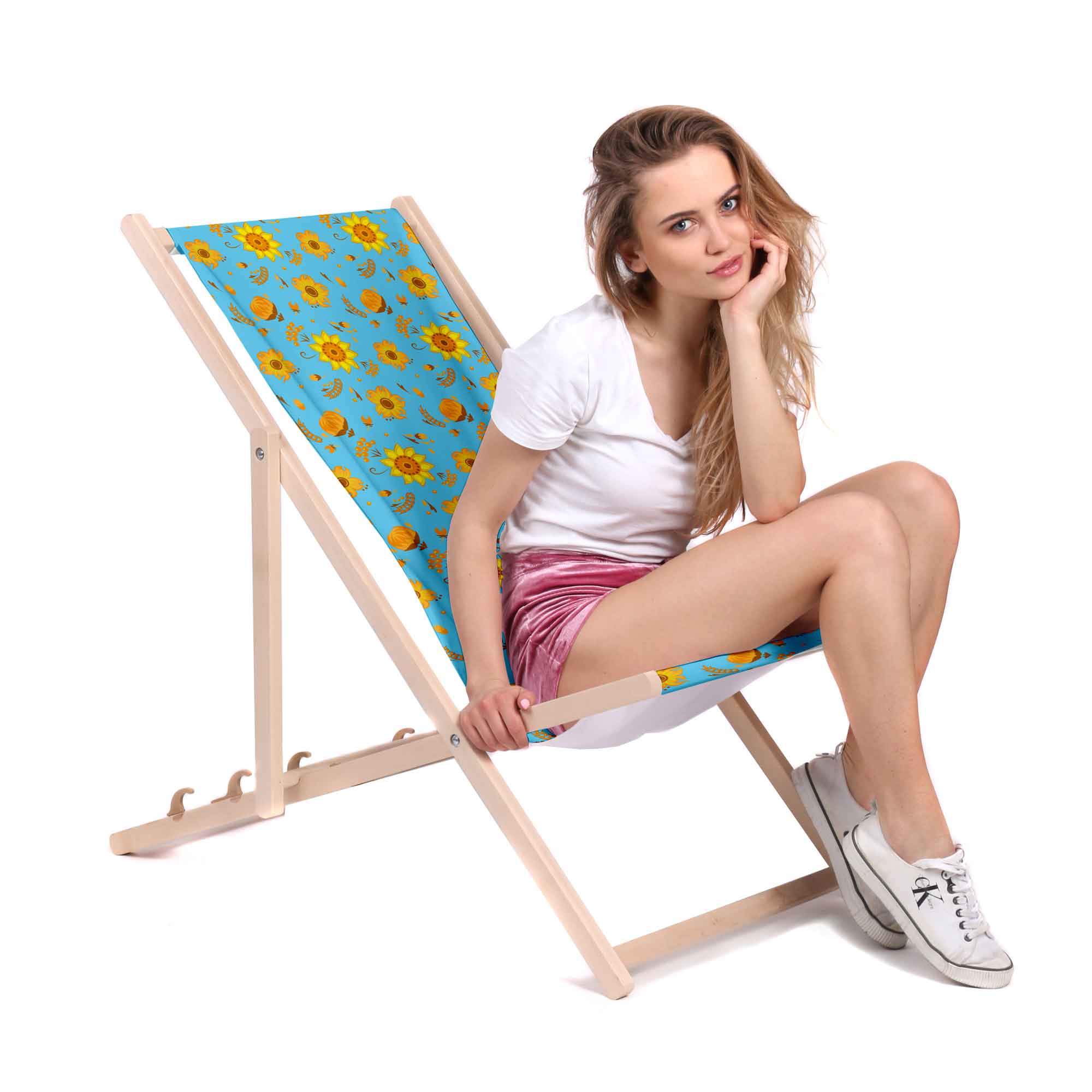 Wooden deck chair Blue Paradise-M