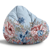 Puf Paradise Blaue und Rosa Rosen-Oxford
