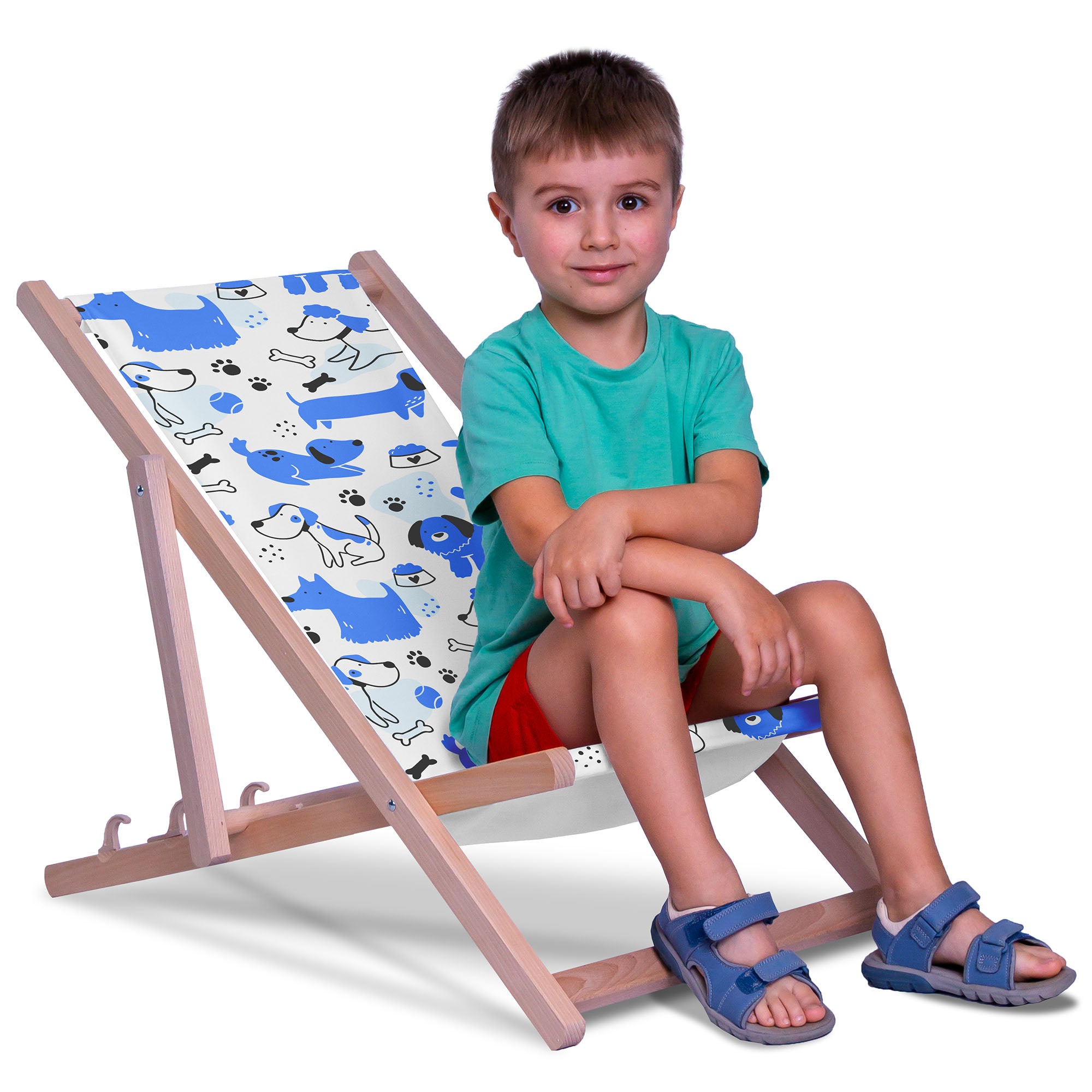 Wooden deck chair Blue Dogs