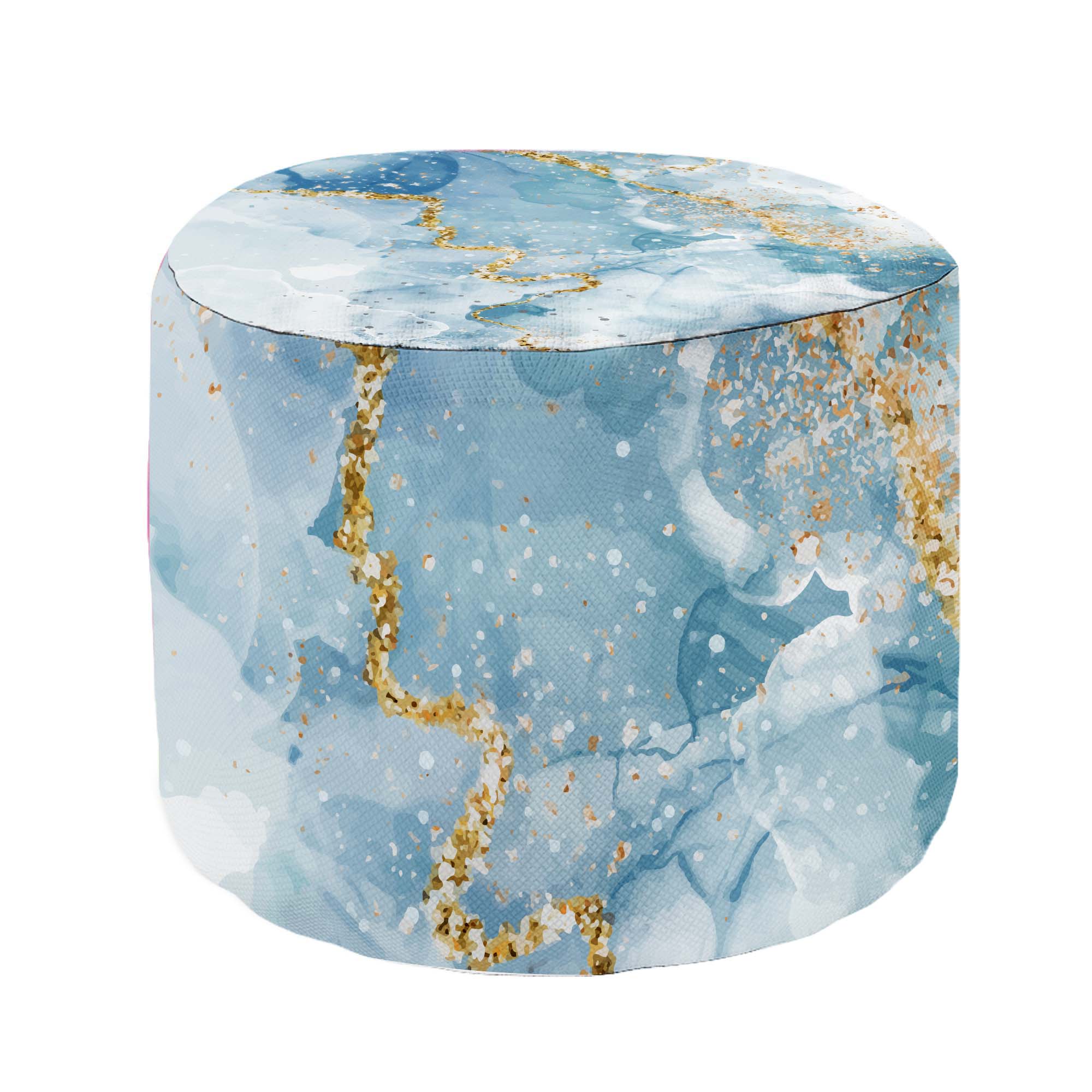 Puf okrągły podnóżek Blue Elegant Marmur