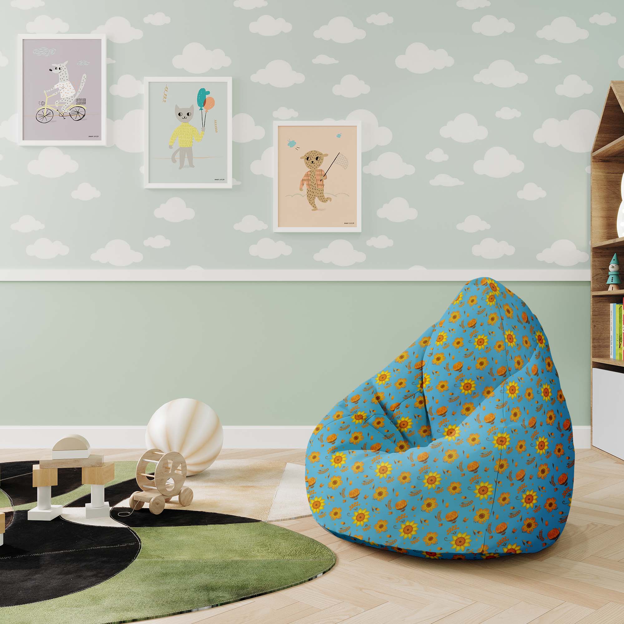 Puf Pearshape Blue Paradise