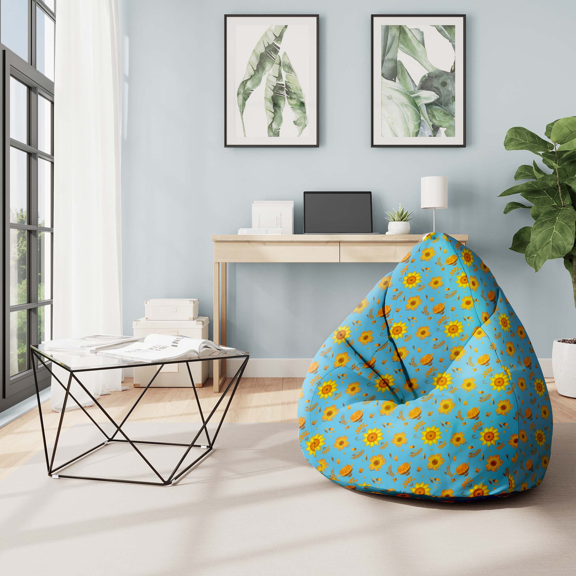 Puf Pearshape Blue Paradise-M-Velvet
