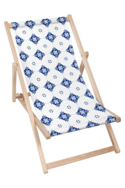 Wooden Deck Chair Blue Tiles