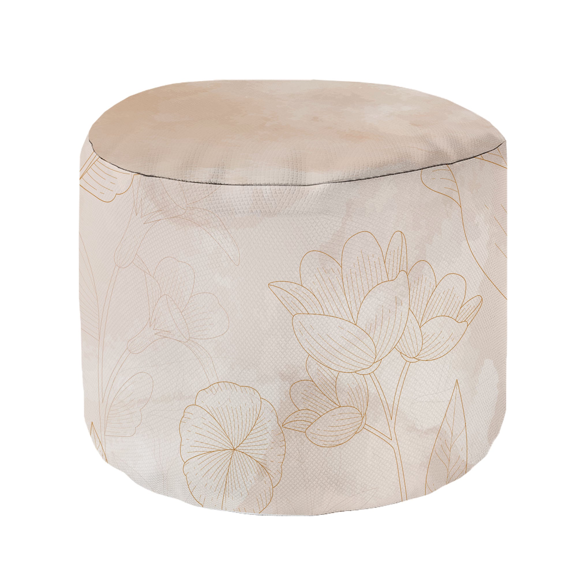 Puf okrągły podnóżek Boho Beige Flowers