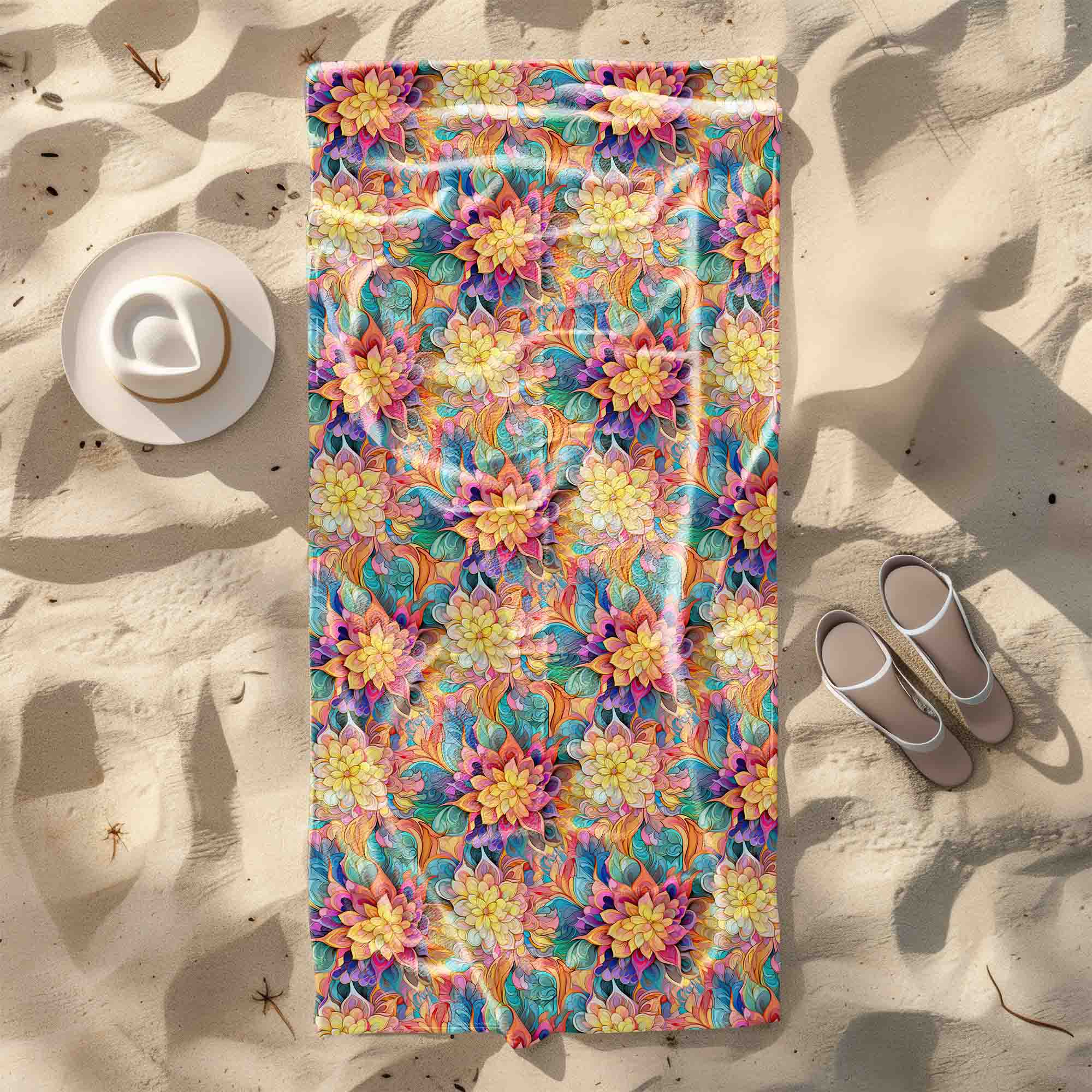 Ručník Botanical Floral Geometric Pattern-70x140 cm