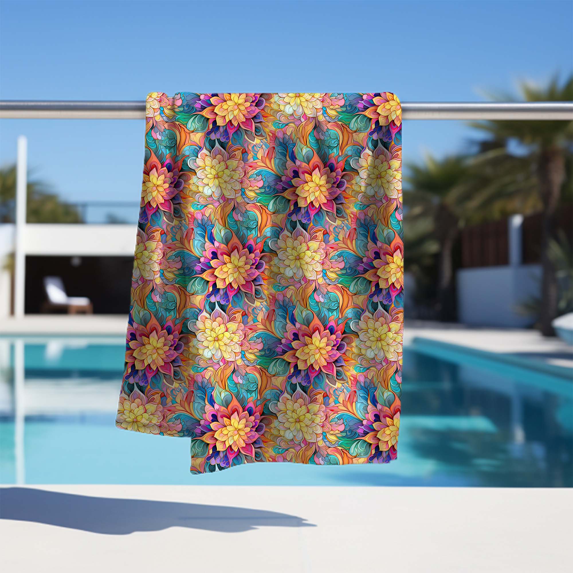 Ručník Botanical Floral Geometric Pattern-70x140 cm