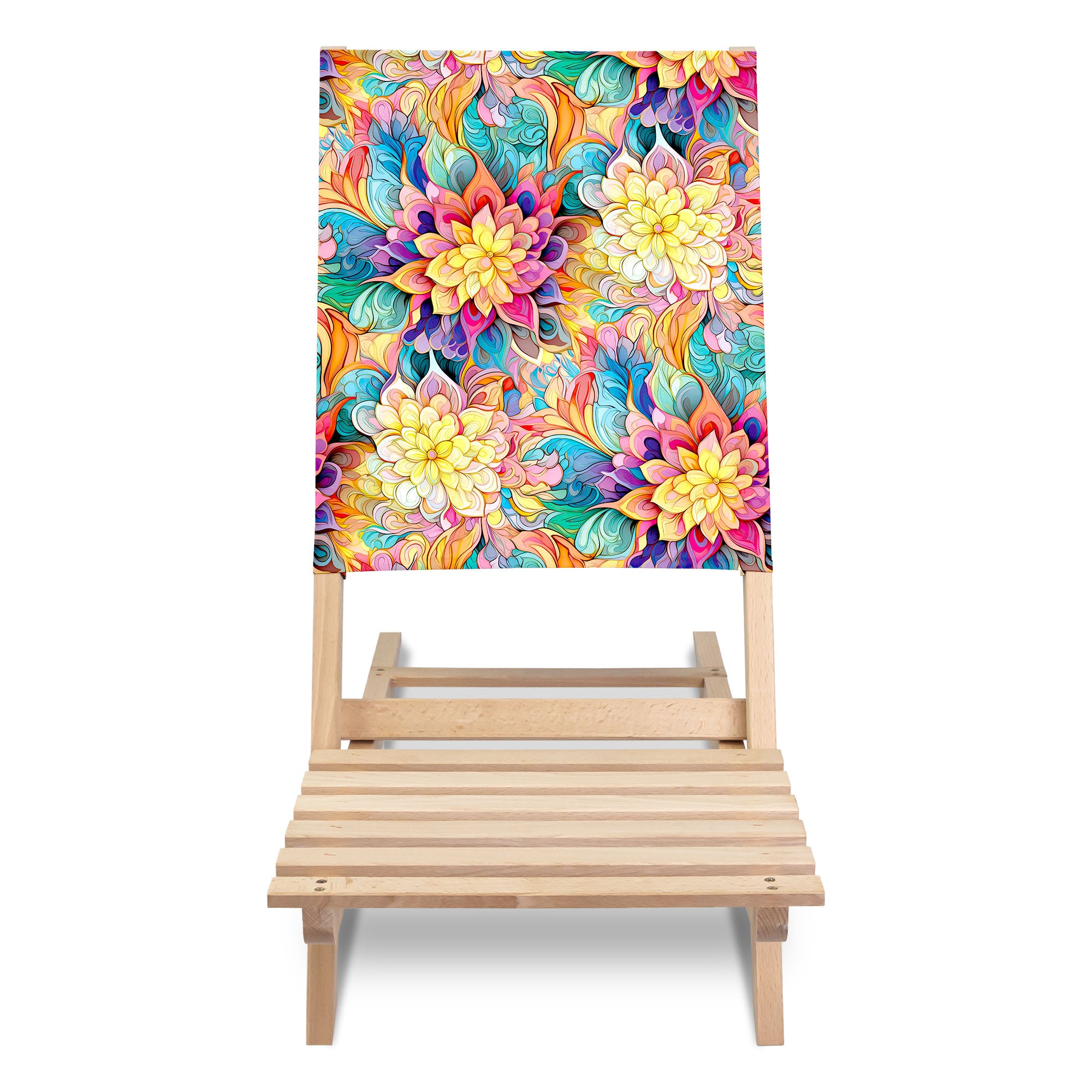 Folding Beach Chair Botanical Floral Geometric Pattern