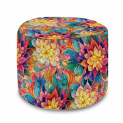 Kulatá podnožka Puf Botanical Floral Geometric Pattern-Oxford