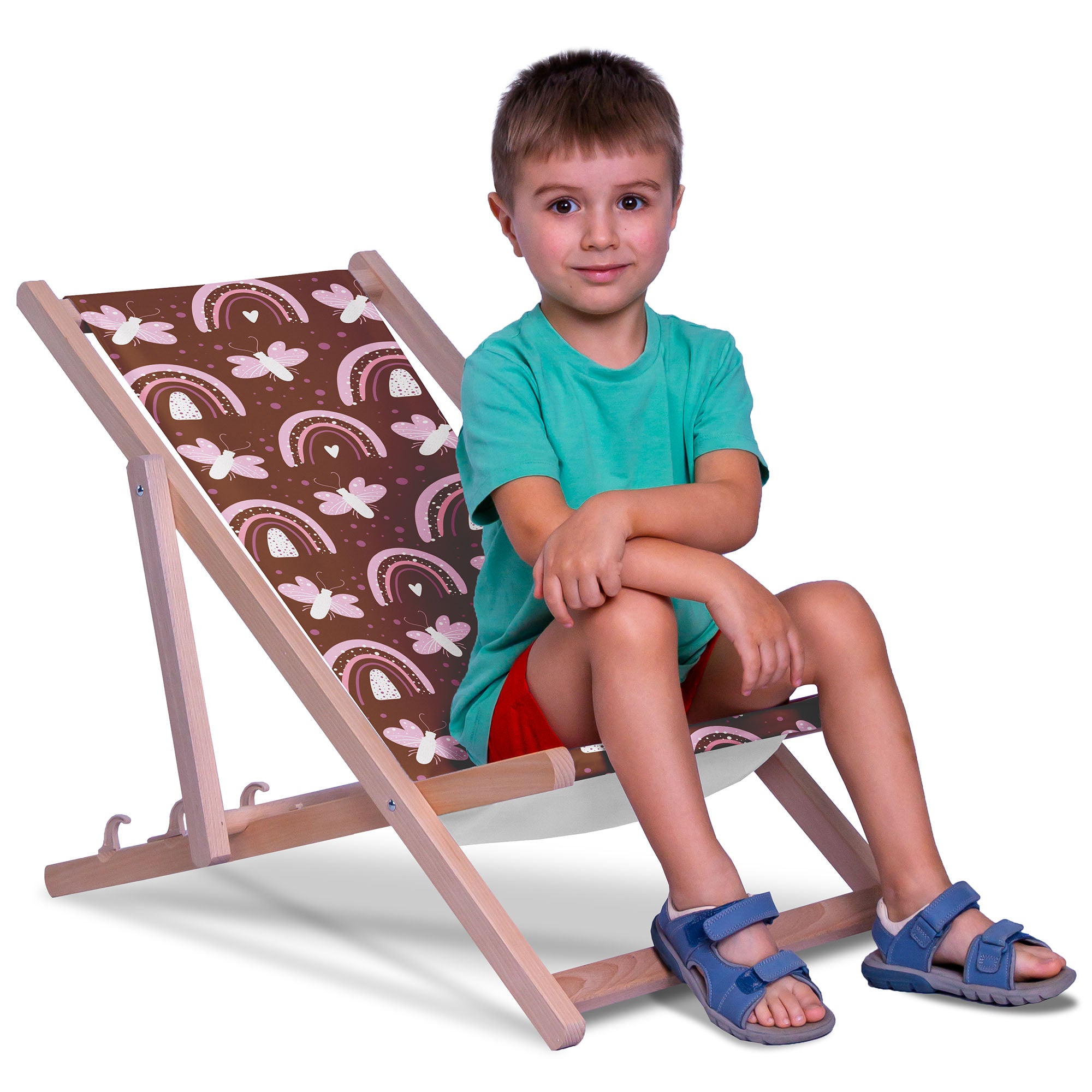 Wooden Deck Chair Butterflies and Rainbows