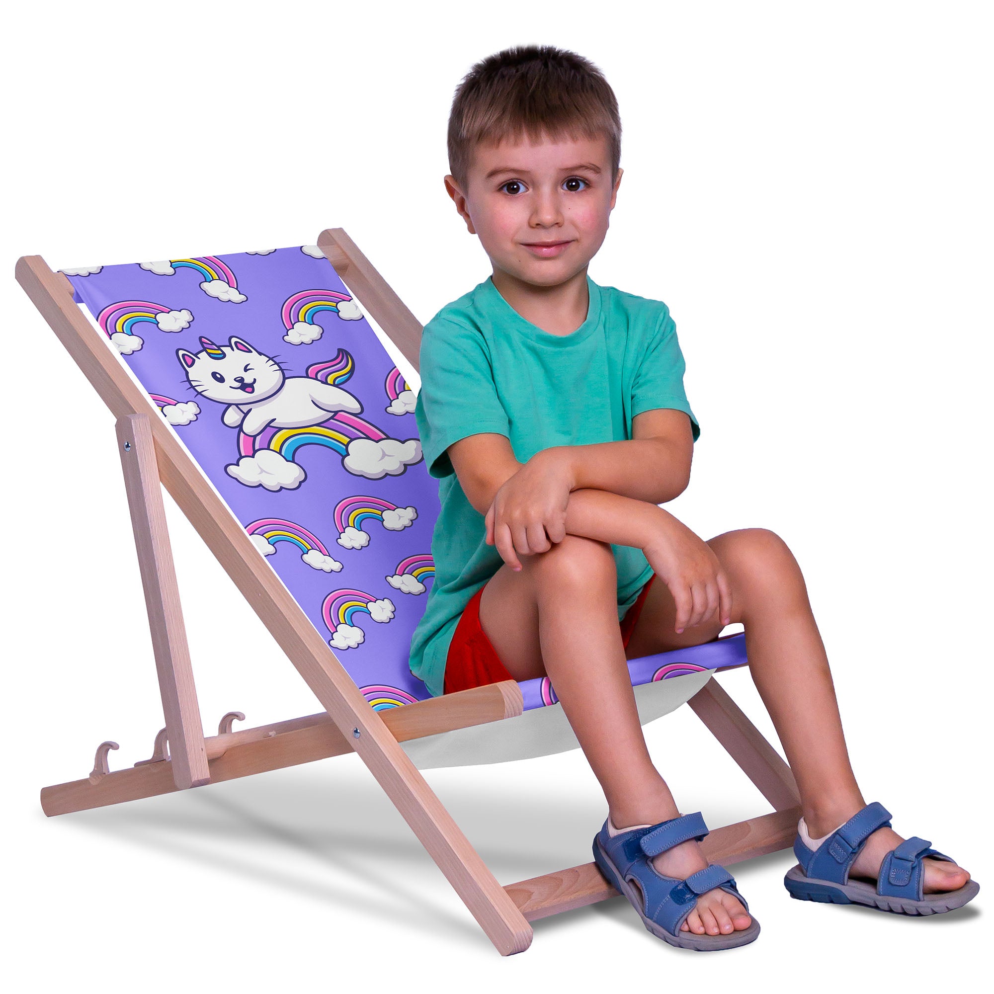 Wooden deck chair Cat Unicorn