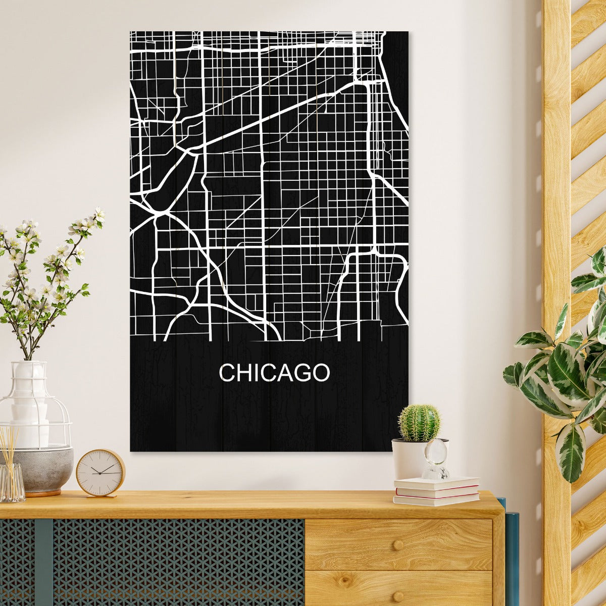 Wood Picture Chicago-30x40 cm