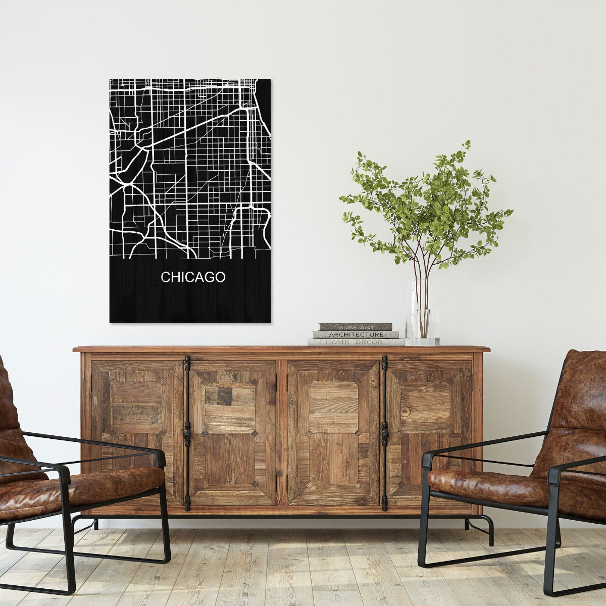 Wood Picture Chicago-50x70 cm
