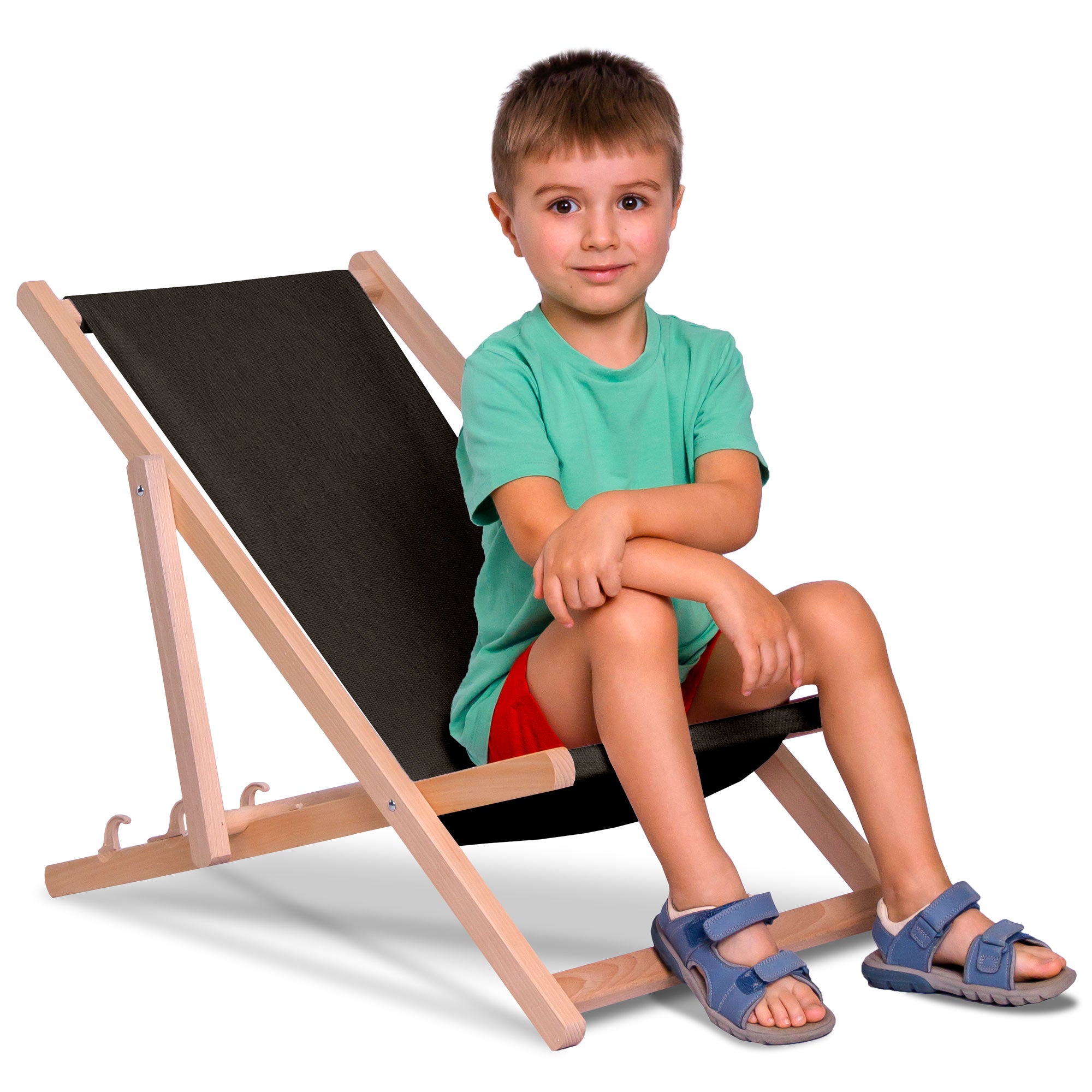 Denim Imitation Wooden Deck Chair Chocolate Truffle