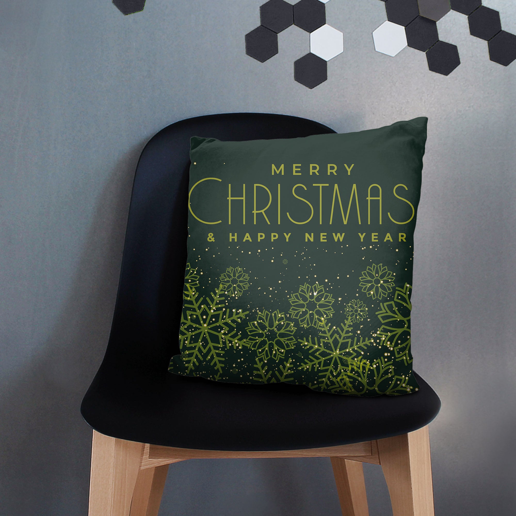 Christmas Green Snowflakes Pillow-Velvet