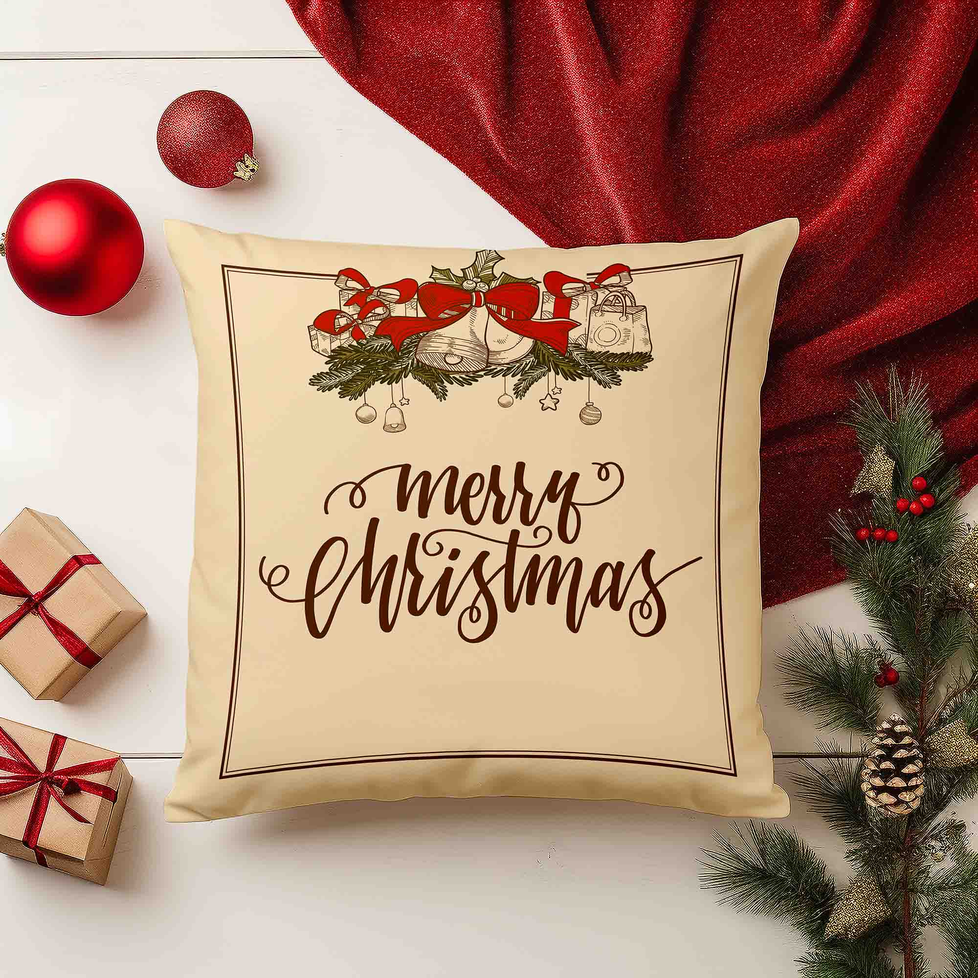 Christmas Mistletoe Panama Pillow