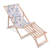 Wooden Deck Chair with Wooden Footrest Color Meadow