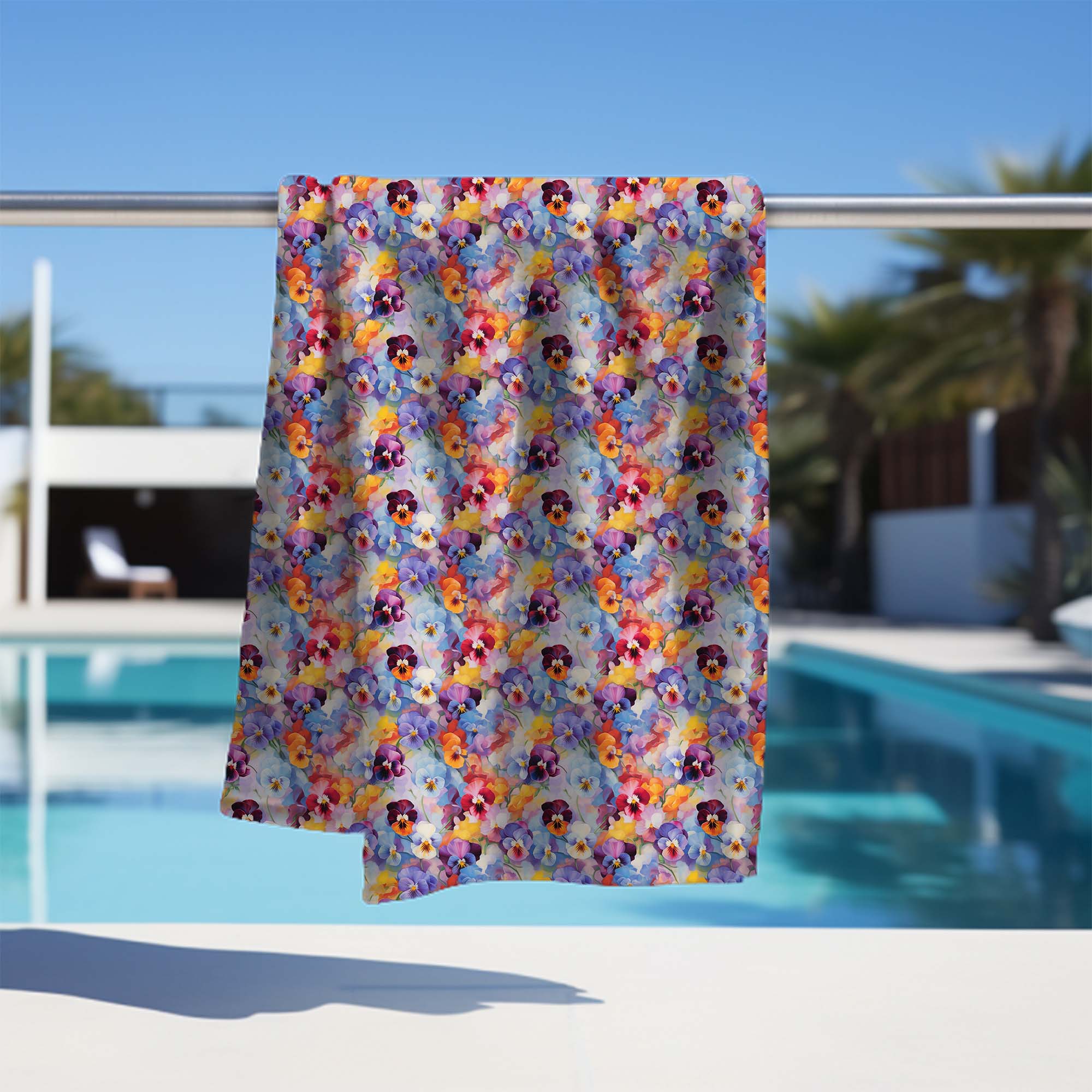 Towel Colorful Flowers Pattern