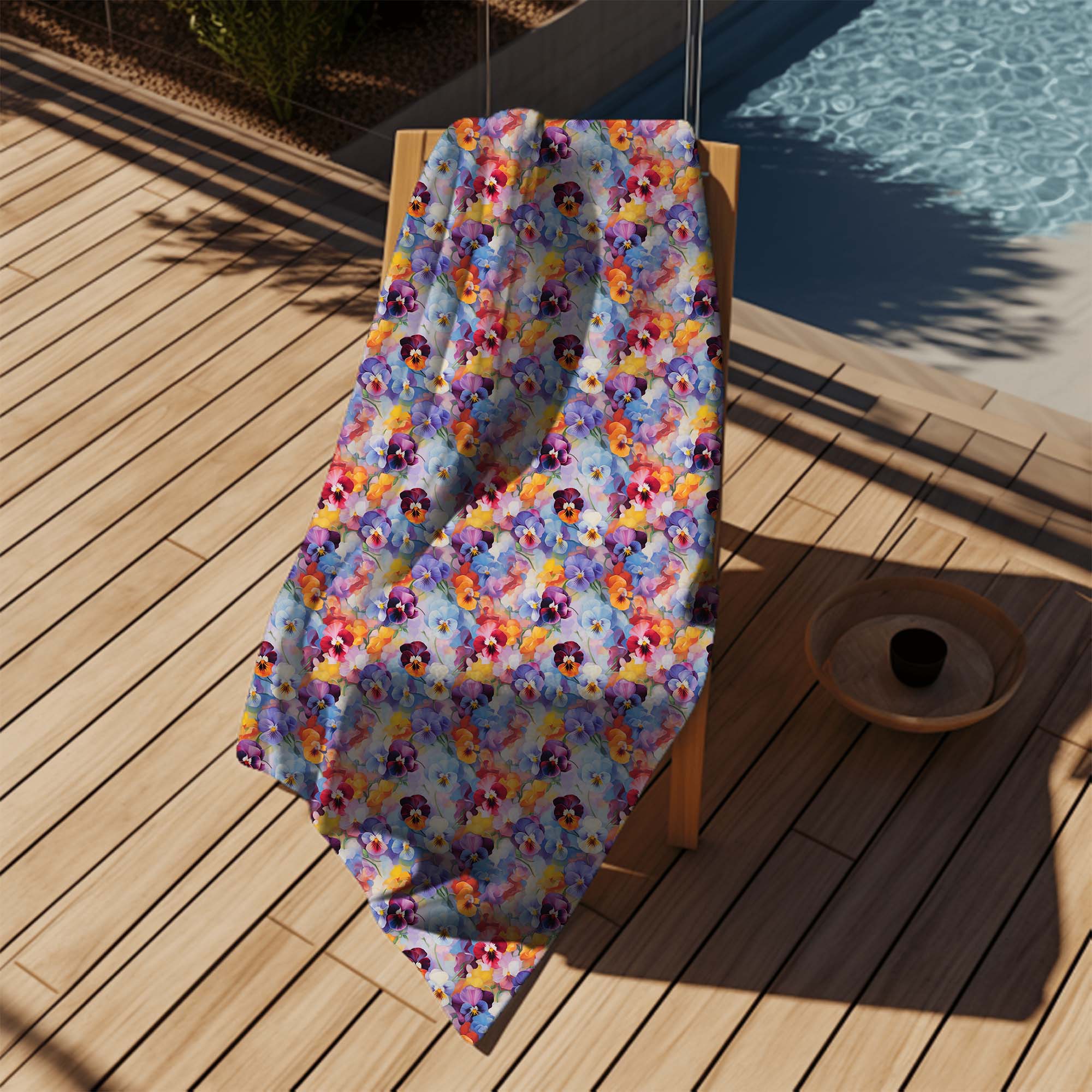 Towel Colorful Flowers Pattern