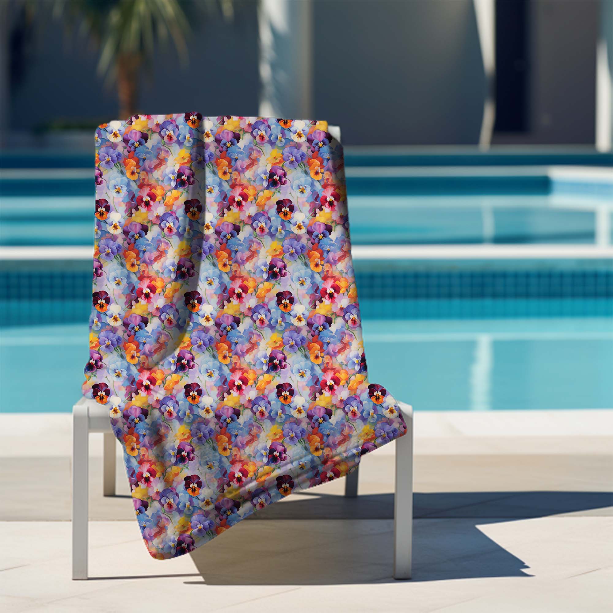 Towel Colorful Flowers Pattern