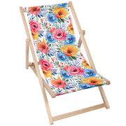 Wooden Deck Chair Colorful Flowers