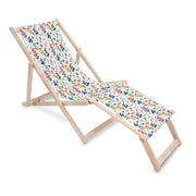 Wooden Deck Chair with Footrest Colorful Wildflower