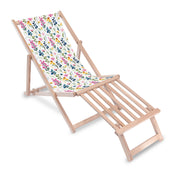 Wooden Deck Chair with Wooden Footrest Colorful Wildflower