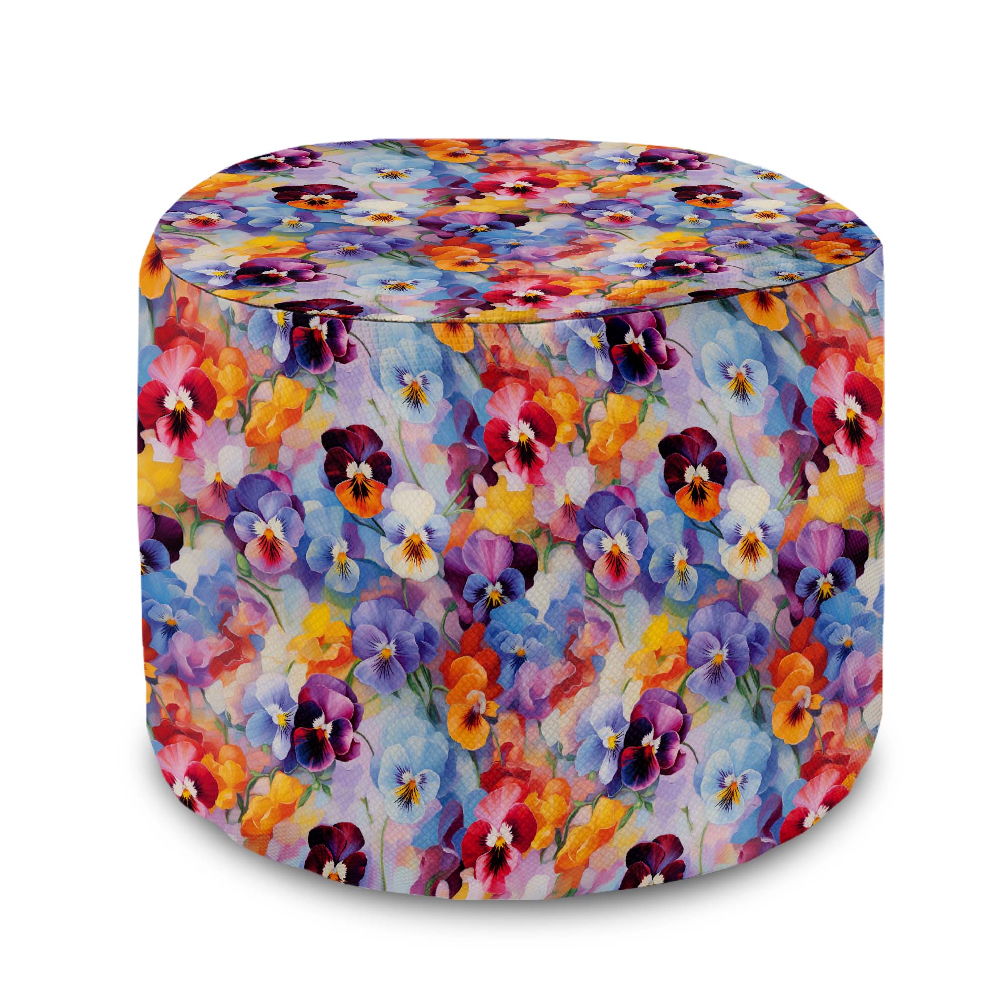 Puf okrągły podnóżek Colorful Flowers Pattern-Oxford