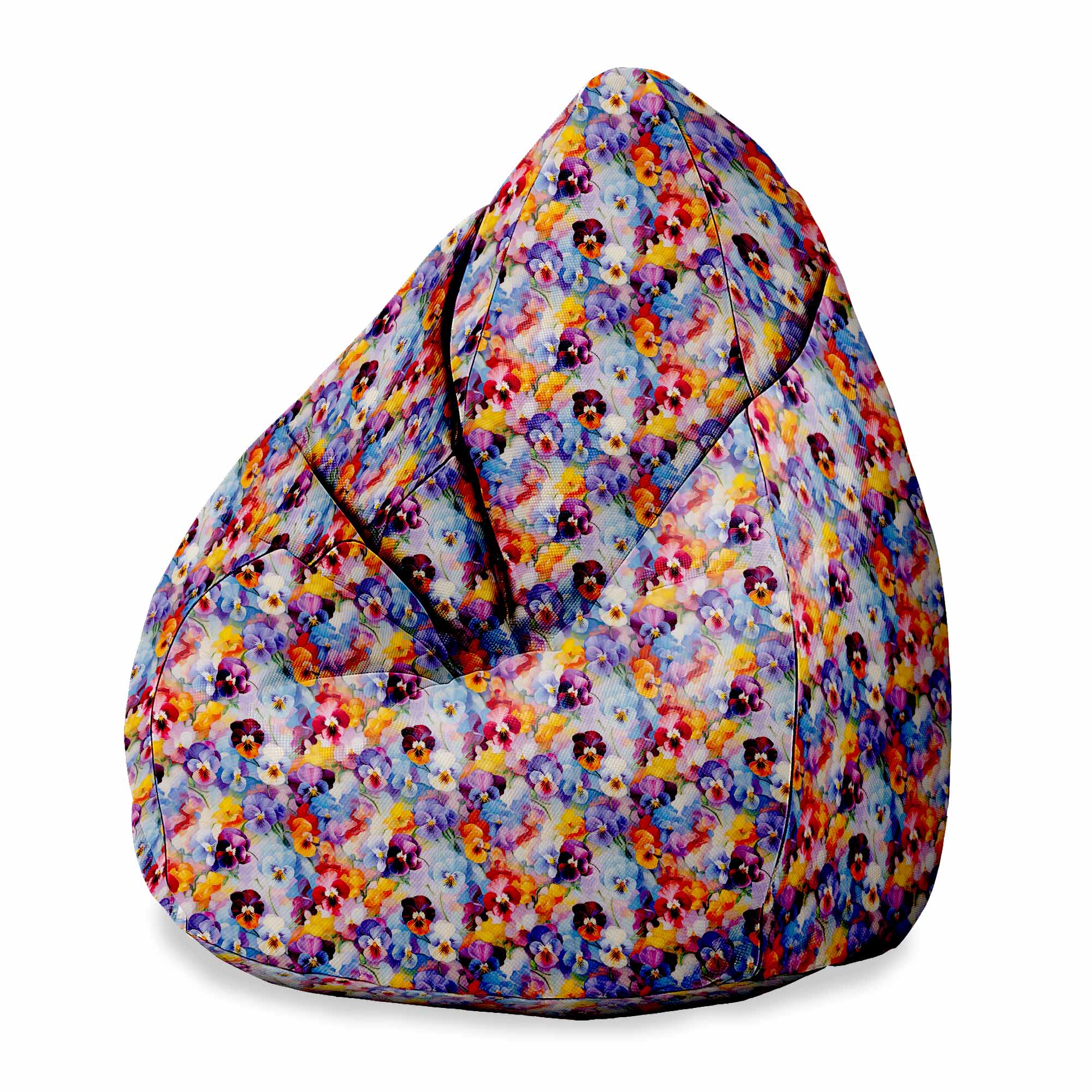 Puf Pearshape Barevný květinový vzor-S-Oxford