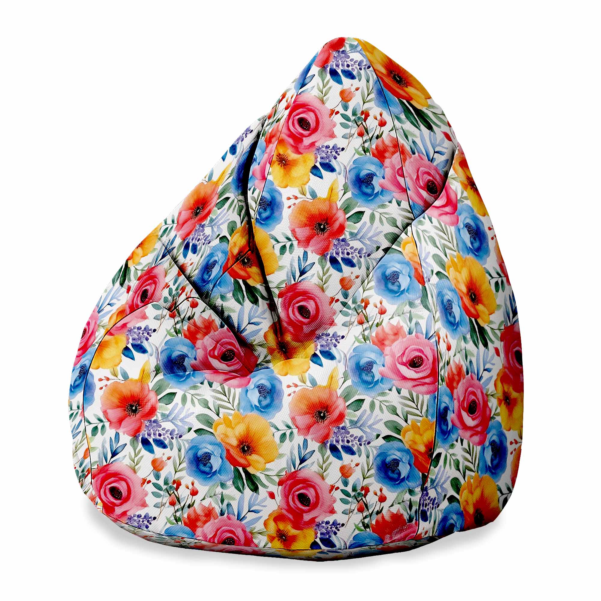 Pearshape Pouf Colorful Flowers