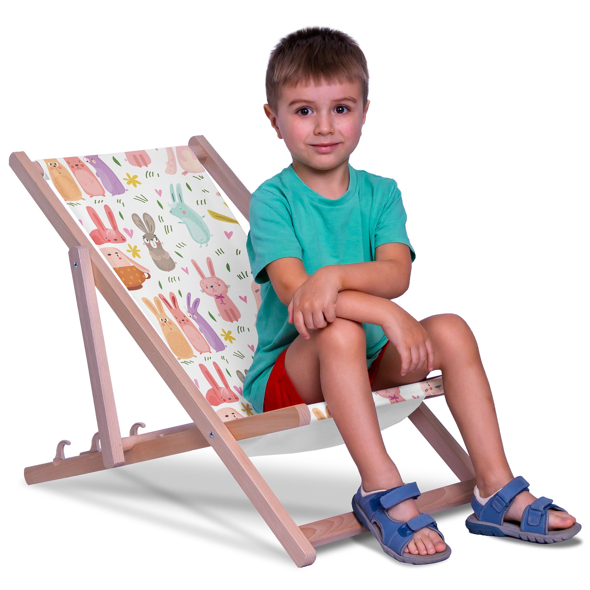 Wooden deck chair Colorful Rabbits