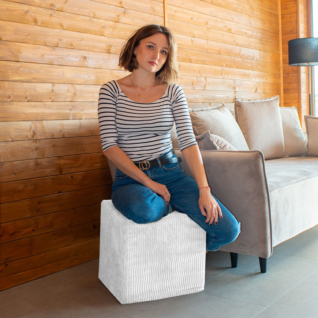 Qubik Pouf Cool Gray-40x40 cm