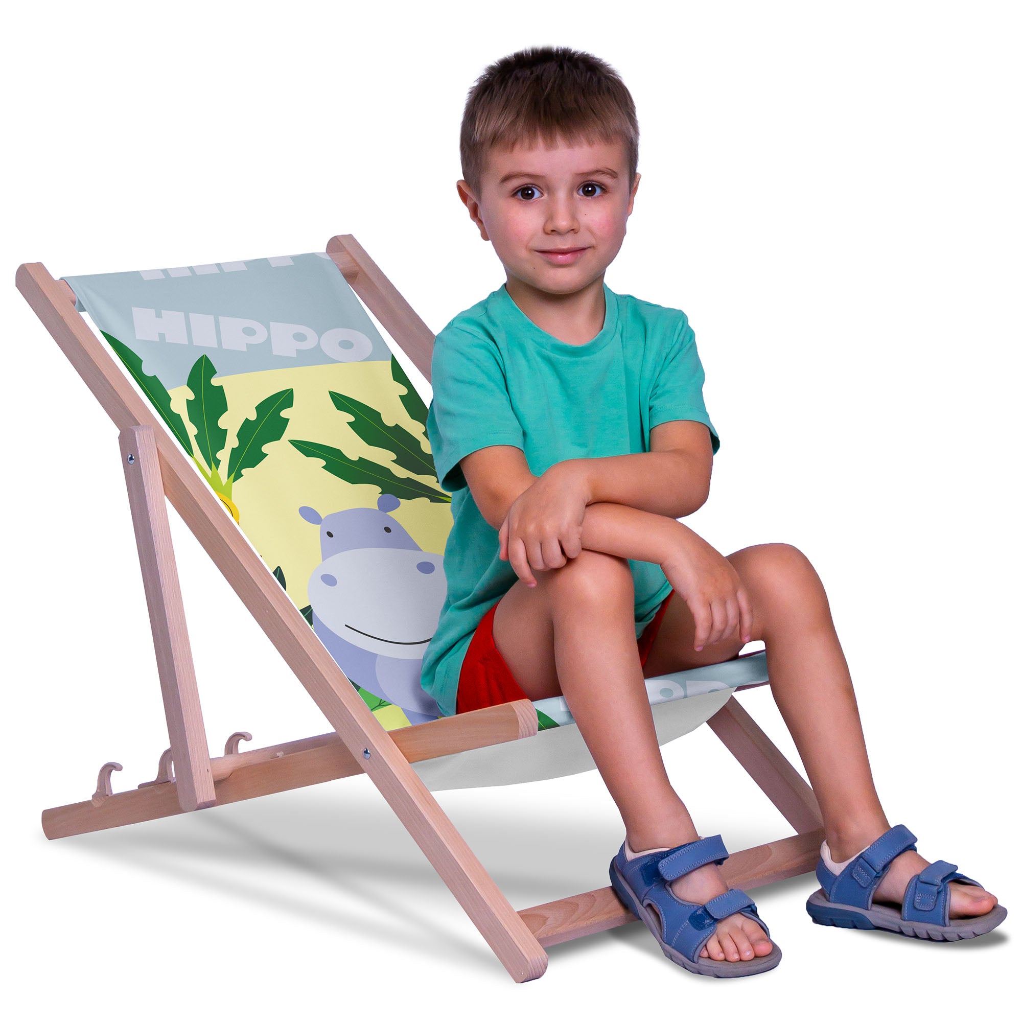 Crazy Hippopotamus Wooden Deck Chair