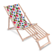 Wooden Deck Chair with Wooden Footrest Cute Bugs