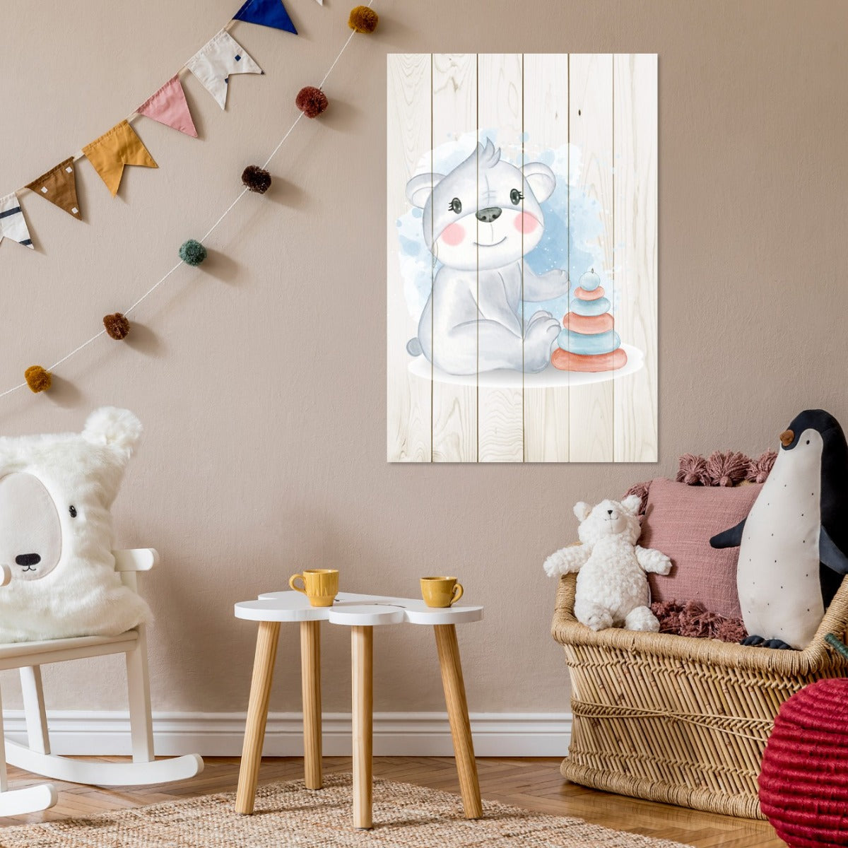 Obraz Wood Cute Koala Playing with Toys-30x30 cm