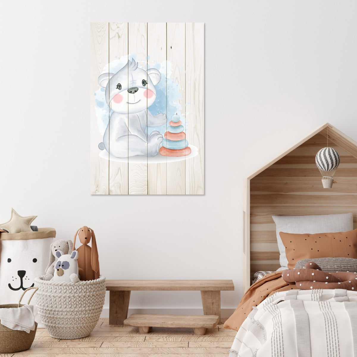 Obraz Wood Cute Koala Playing with Toys-60x90 cm