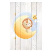 Obraz Wood Cute Little Lion Sitting on the Moon-50x70 cm